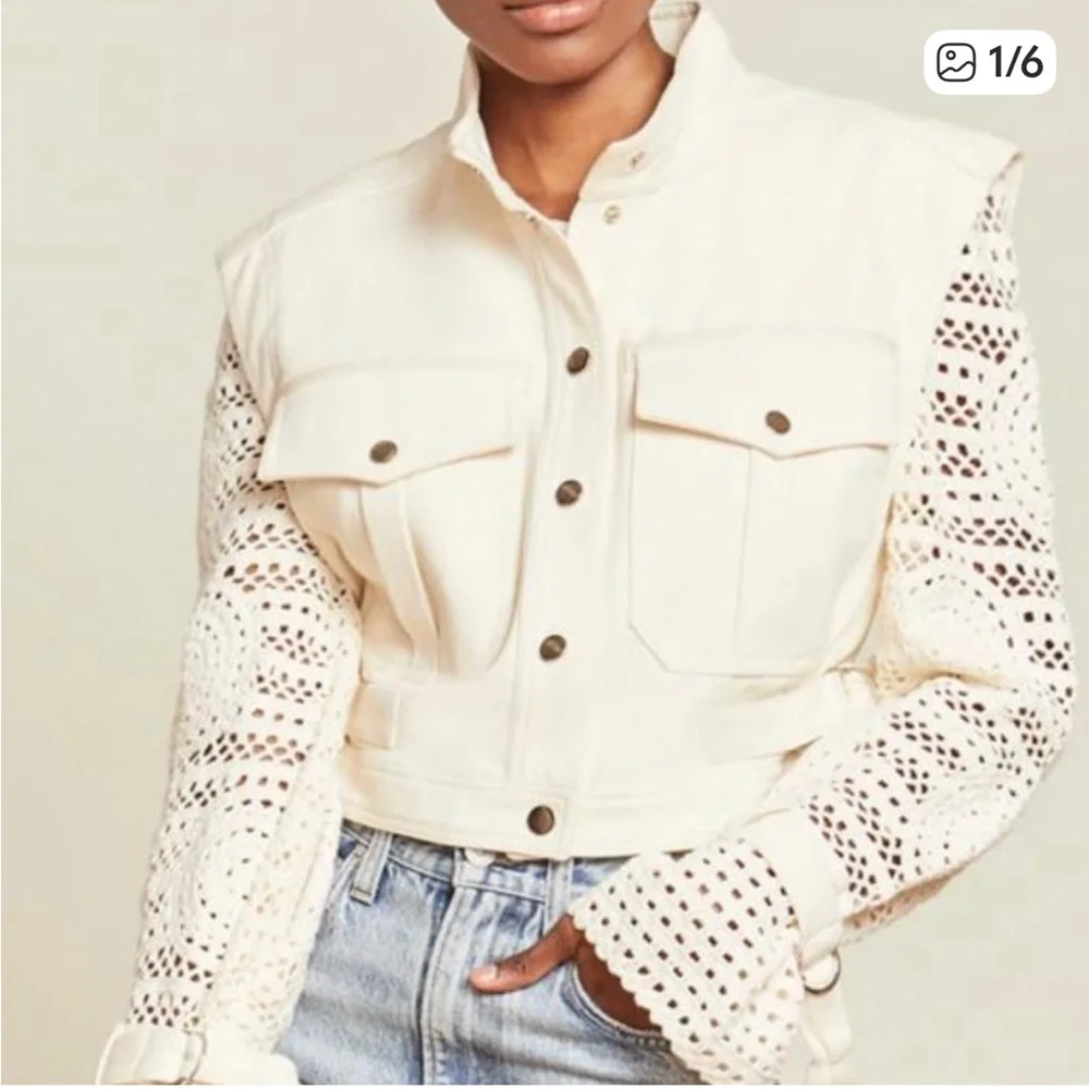 Veronica Beard Aylin Crochet-Sleeve Jacket – Size  small 4/6 - Picture 7 of 15